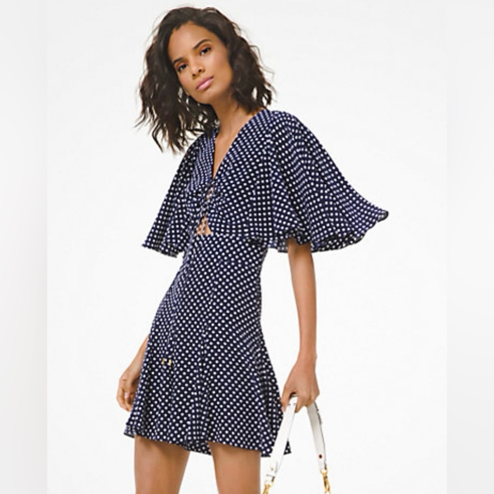 Classic Dot Crepe De Chine Tie-Front Romper Size 6